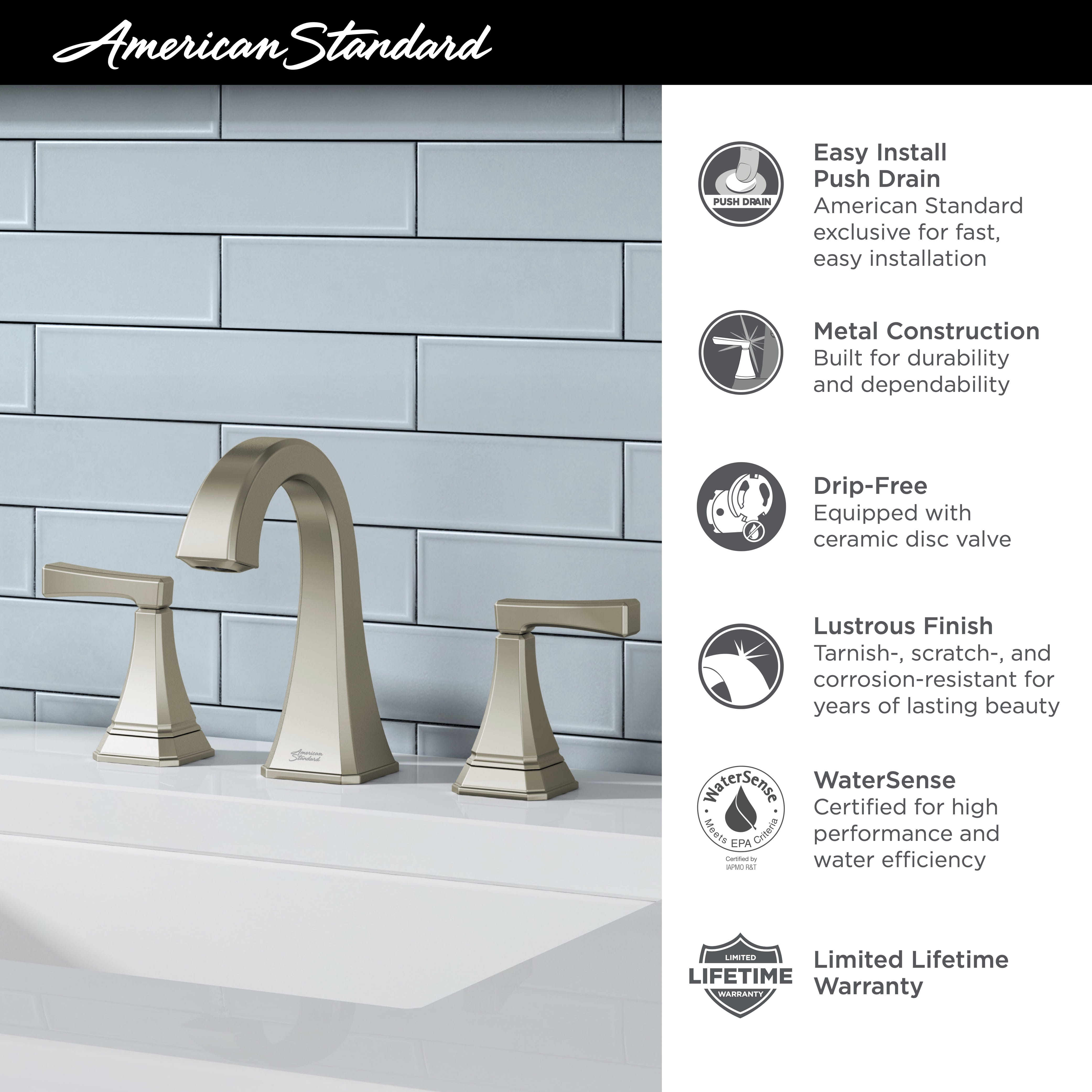 Westerly 8 In Widespread 2 Handle Bathroom Faucet 12 GPM with Lever Handles LEGACY BRONZE
